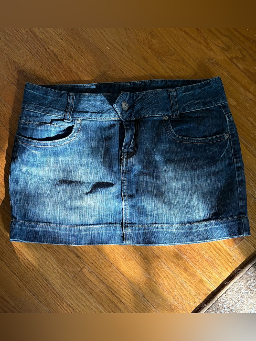 Classic Blue Denim Mini Skirt - Casual Women's Short Skirt cotton